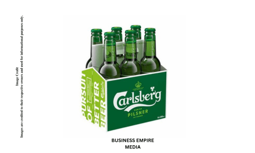 Carlsberg beer bottle with a green label featuring the Carlsberg logo and a classic design, set against a plain background.