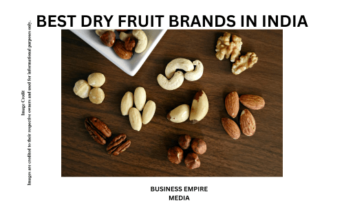 A variety of premium dry fruits including almonds, cashews, raisins, and dried apricots displayed in elegant bowls, representing the best dry fruit brands in India.