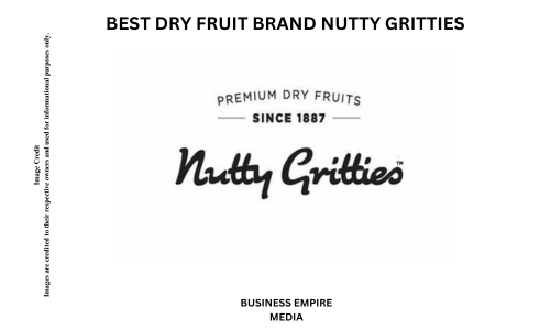 Nutty Gritties packaging showcasing a selection of high-quality dry fruits like almonds, walnuts, and trail mixes, emphasizing freshness and health.