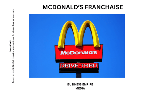 McDonald's logo with an image of a McDonald's restaurant featuring its iconic Golden Arches. 